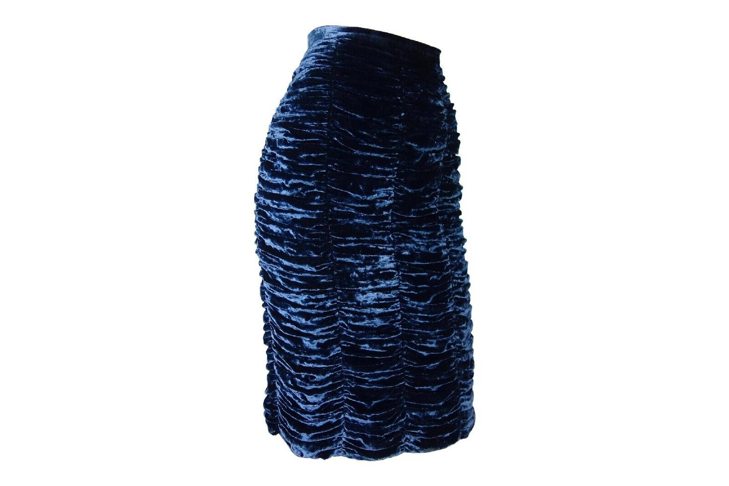 BURBERRY Vintage Blue Velvet Ruched Pencil Mini Evening Skirt S