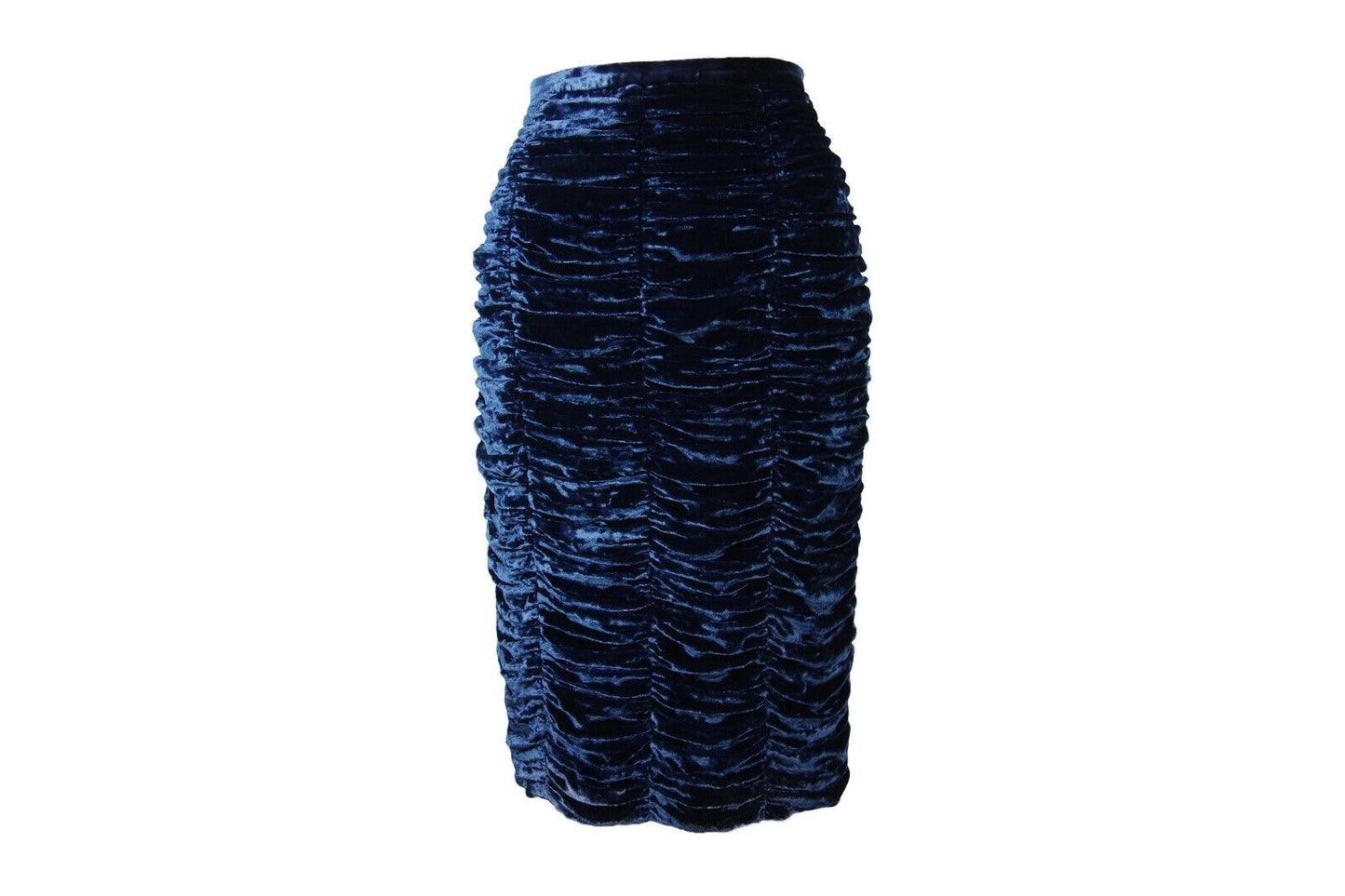 BURBERRY Vintage Blue Velvet Ruched Pencil Mini Evening Skirt S