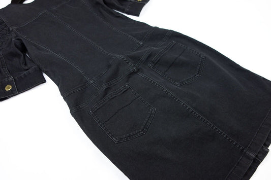 Louis Vuitton Monogram Embroidery Stretch Black Denim Dress Jeans S XS Logo LV