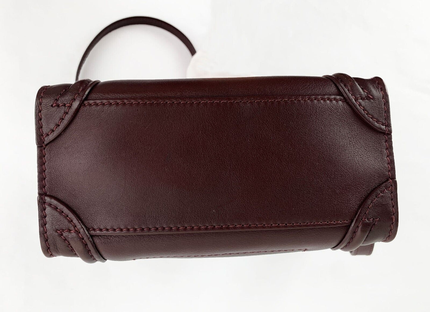 CELINE NANO LUGGAGE BAG Tote Handbag Burgundy Red Shoulder Bag