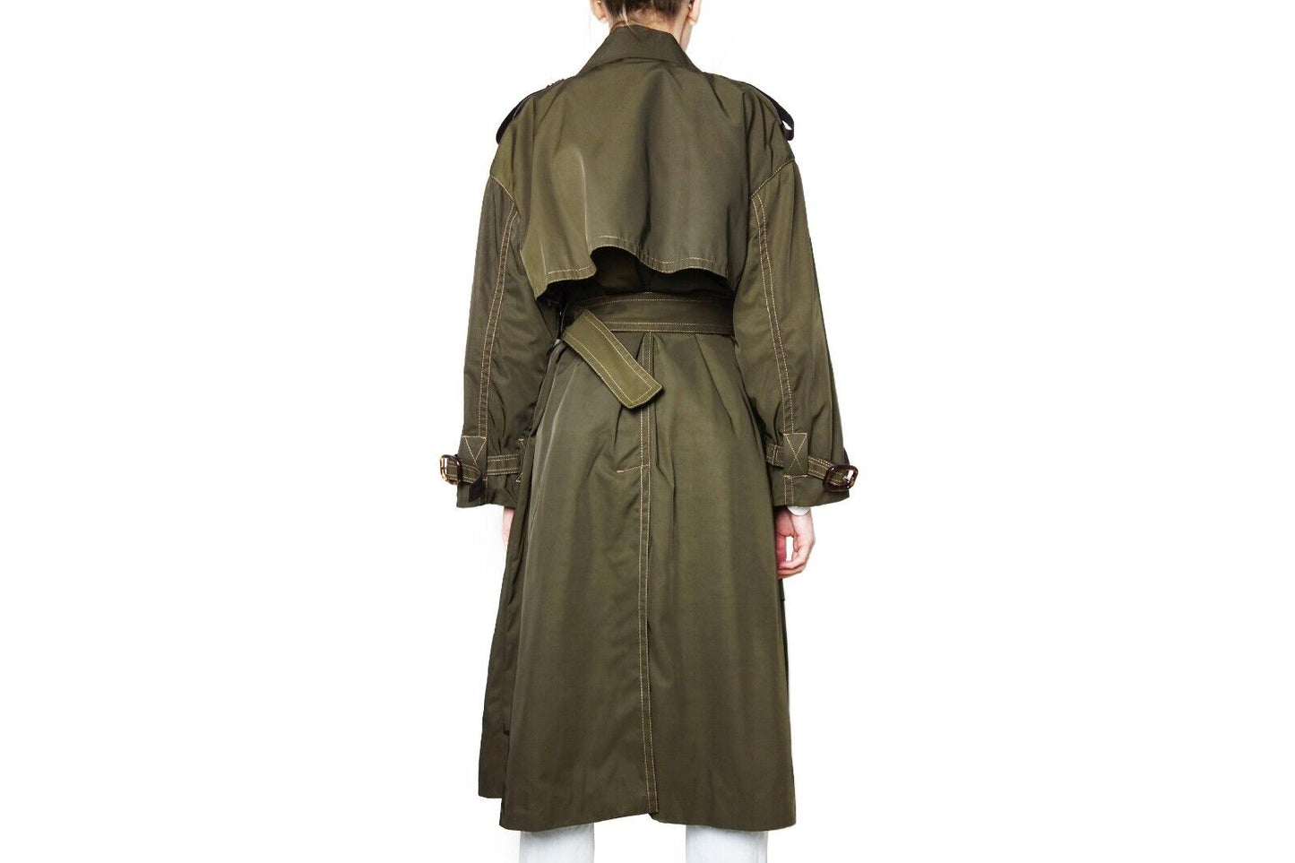 Fendi Brown Khaki Belted Trench Coat Nylon Raincoat Green Logo Monogram Runway