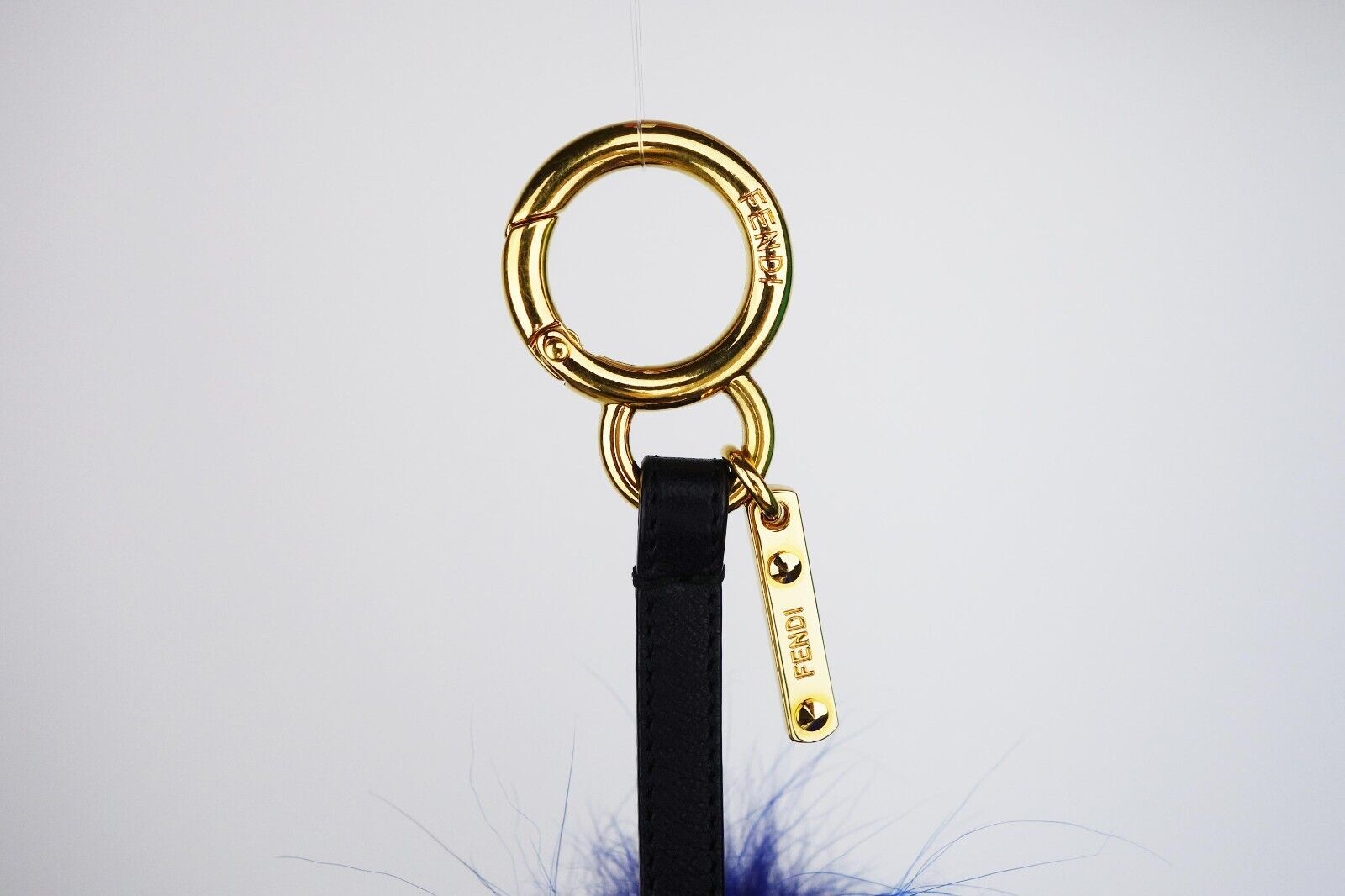 Authentic Fendi Karlito Studded Charm Fur Handbag Black KARL LAGERFELD Gold