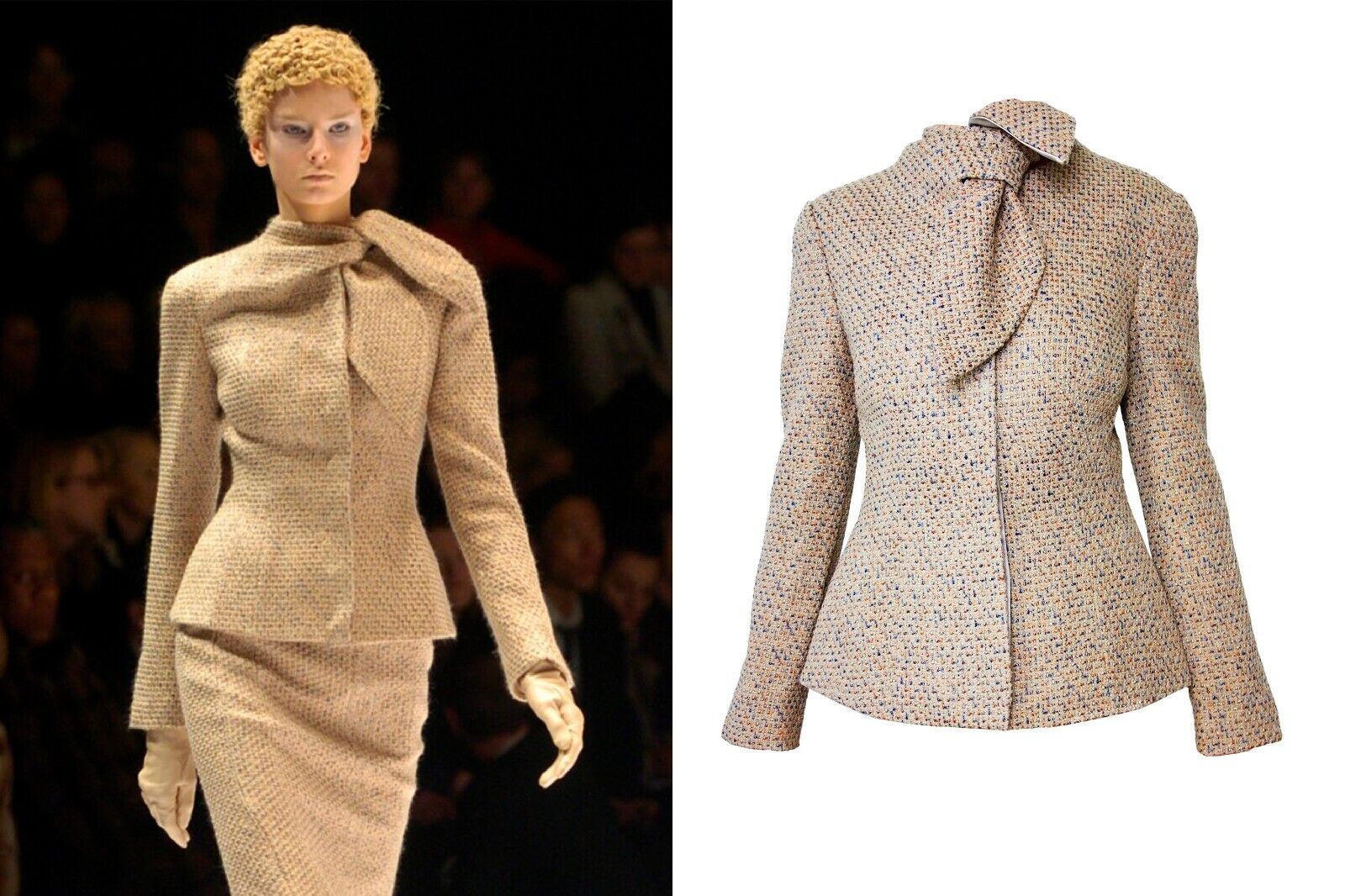 ALEXANDER McQUEEN Vintage FW 2004 "Pantheon As Lecum" Beige Tweed Blazer Jacket