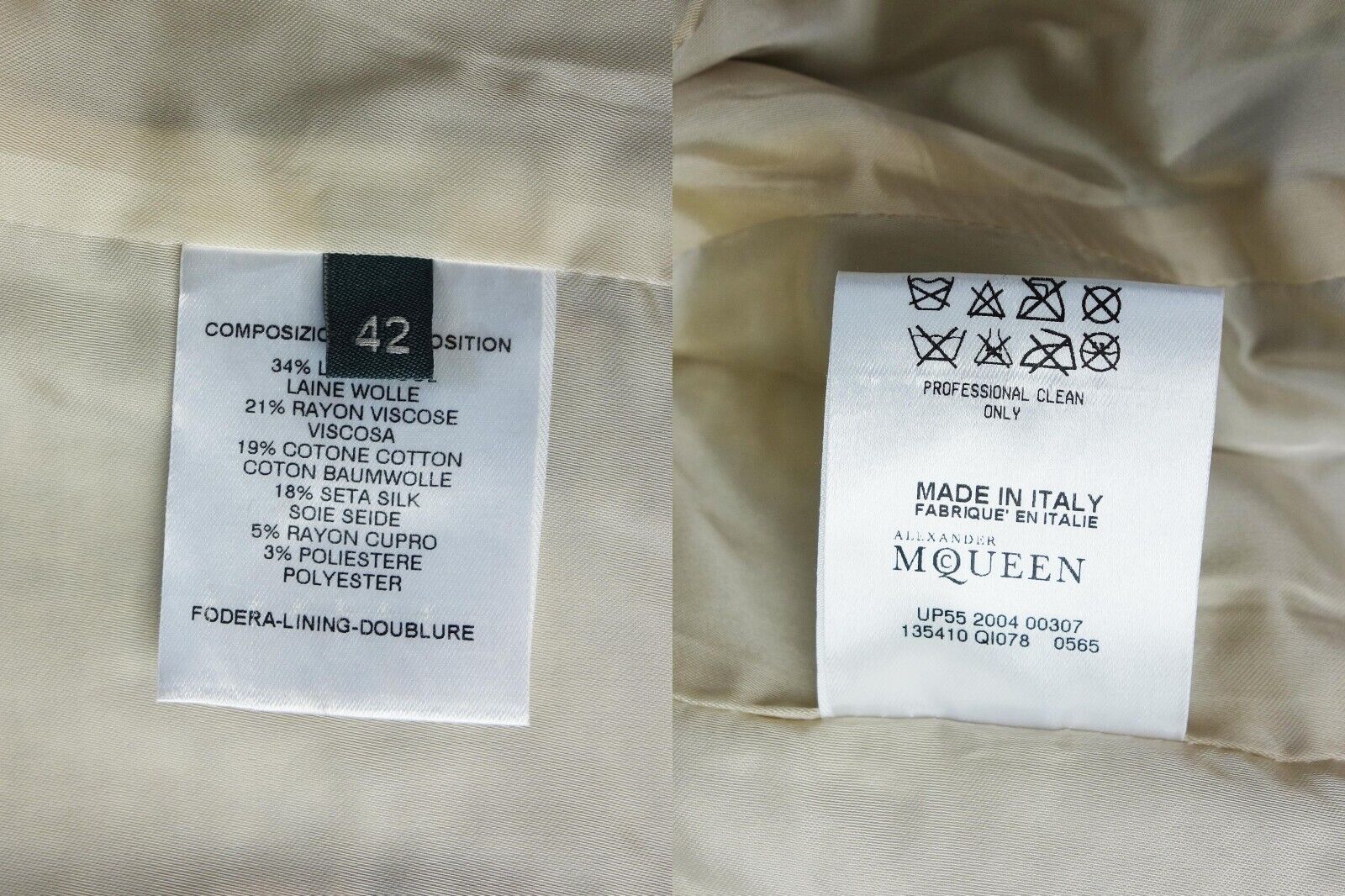 ALEXANDER McQUEEN Vintage FW 2004 "Pantheon As Lecum" Beige Tweed Blazer Jacket