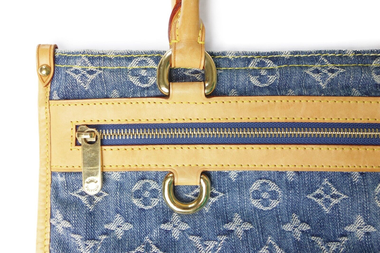 Louis Vuitton Flat Tote Medium Monogram Blue Denim M95018 Shopper Hand Bag Logo