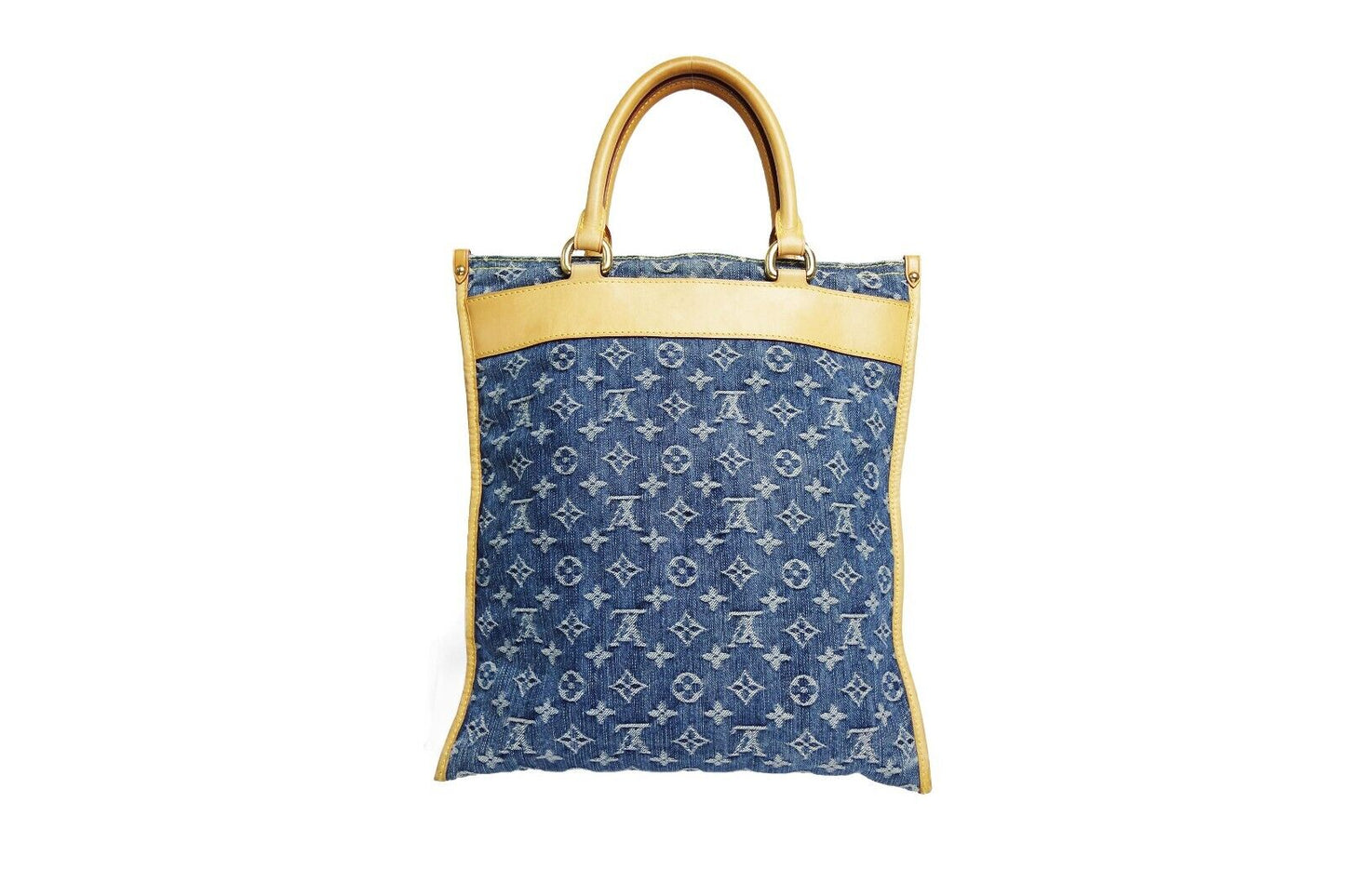 Louis Vuitton Flat Tote Medium Monogram Blue Denim M95018 Shopper Hand Bag Logo