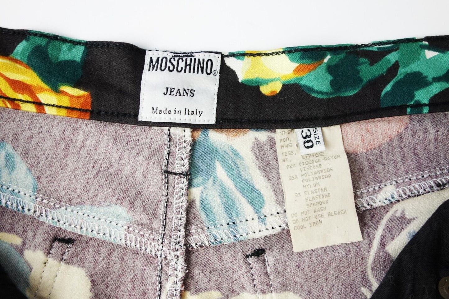 Moschino Jeans Vintage Floral Flower Print Pants Trousers 90s