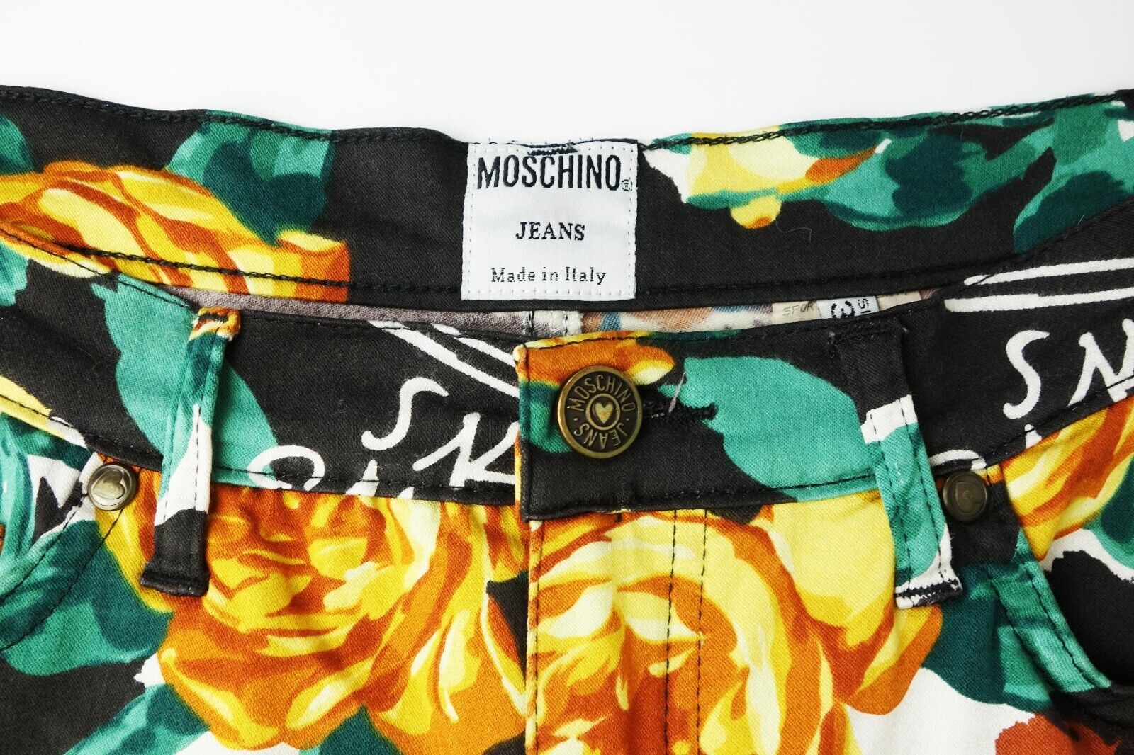 Moschino Jeans Vintage Floral Flower Print Pants Trousers 90s