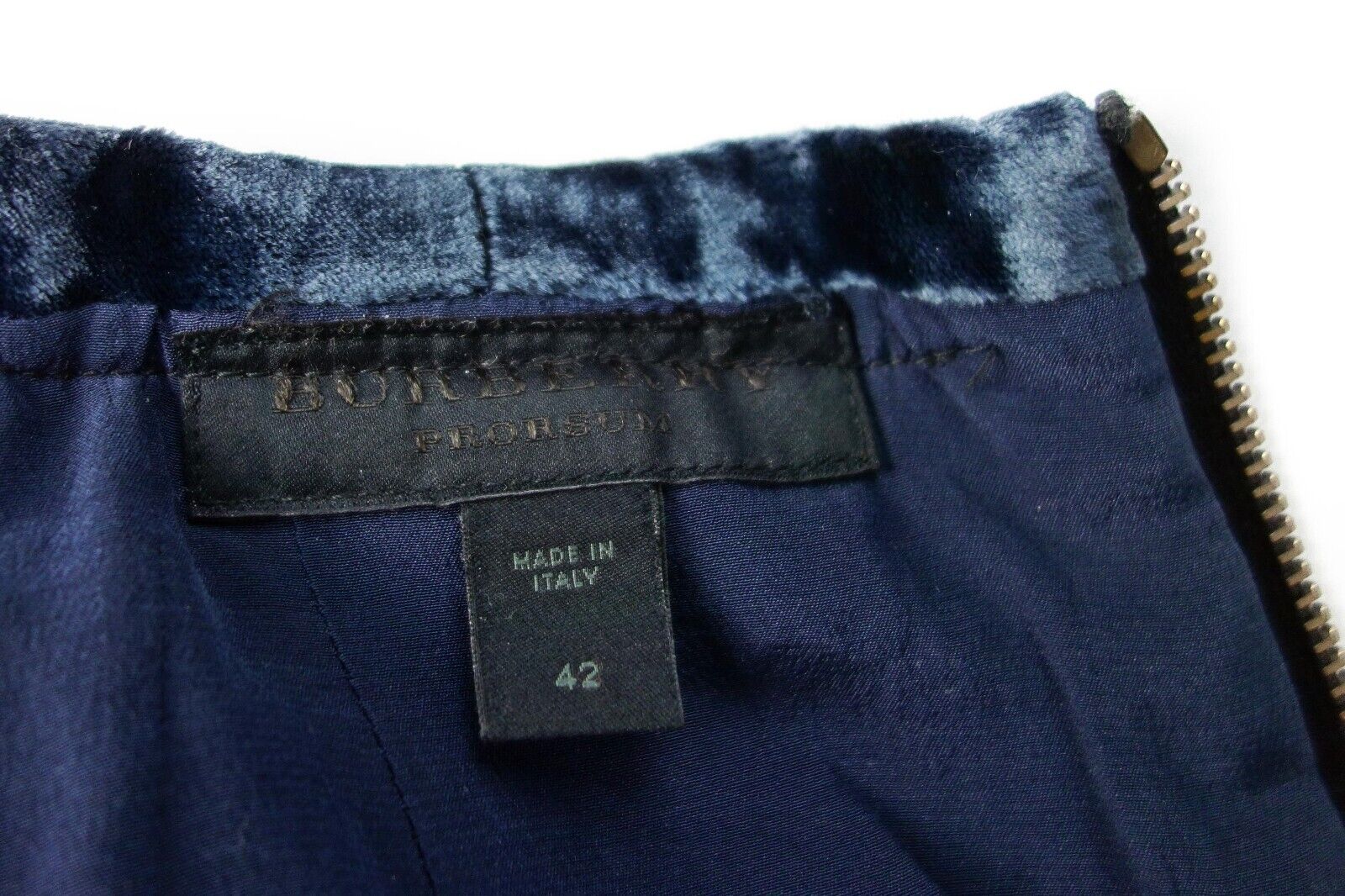 BURBERRY Vintage Blue Velvet Ruched Pencil Mini Evening Skirt S