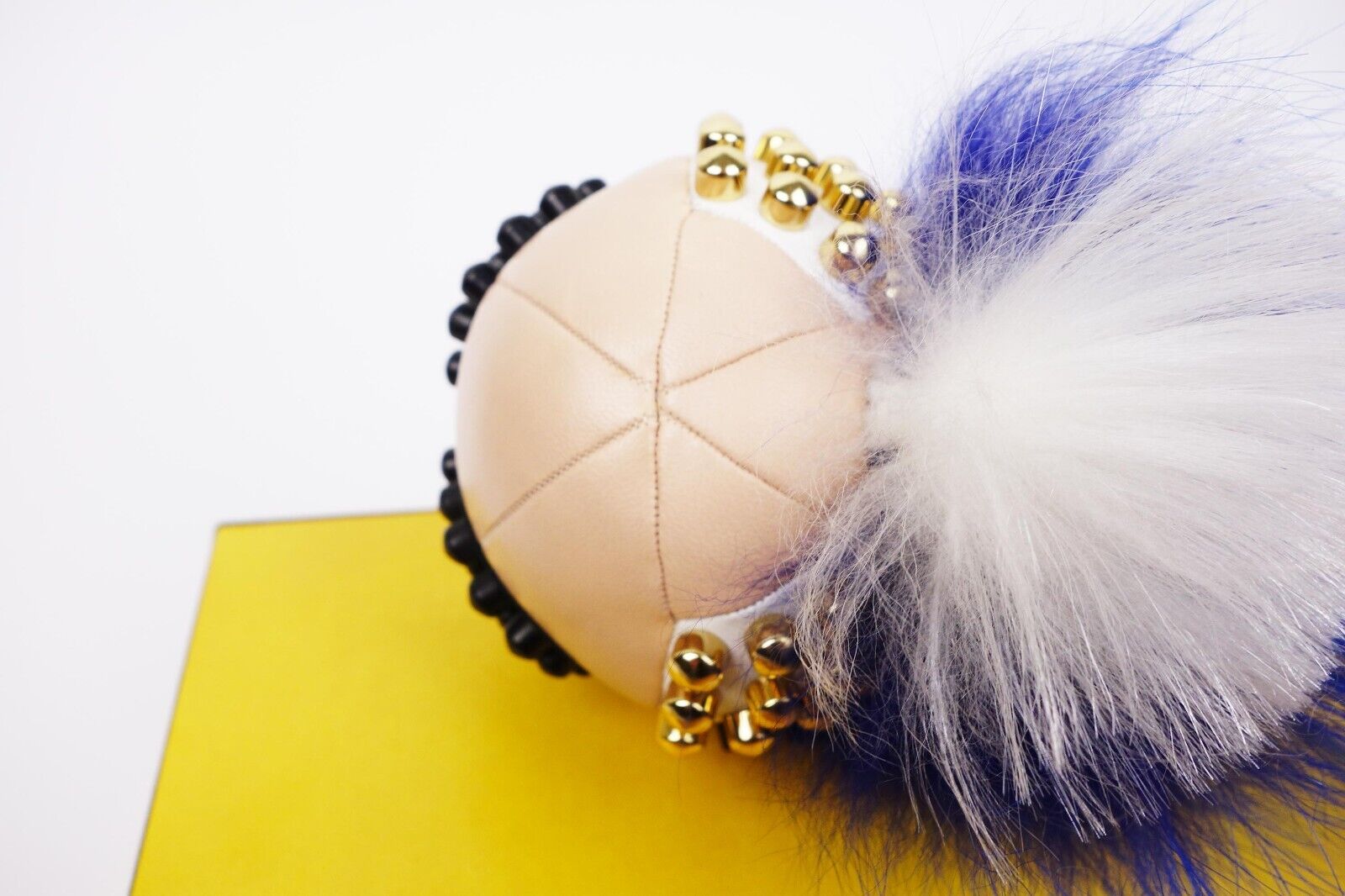Authentic Fendi Karlito Studded Charm Fur Handbag Black KARL LAGERFELD Gold