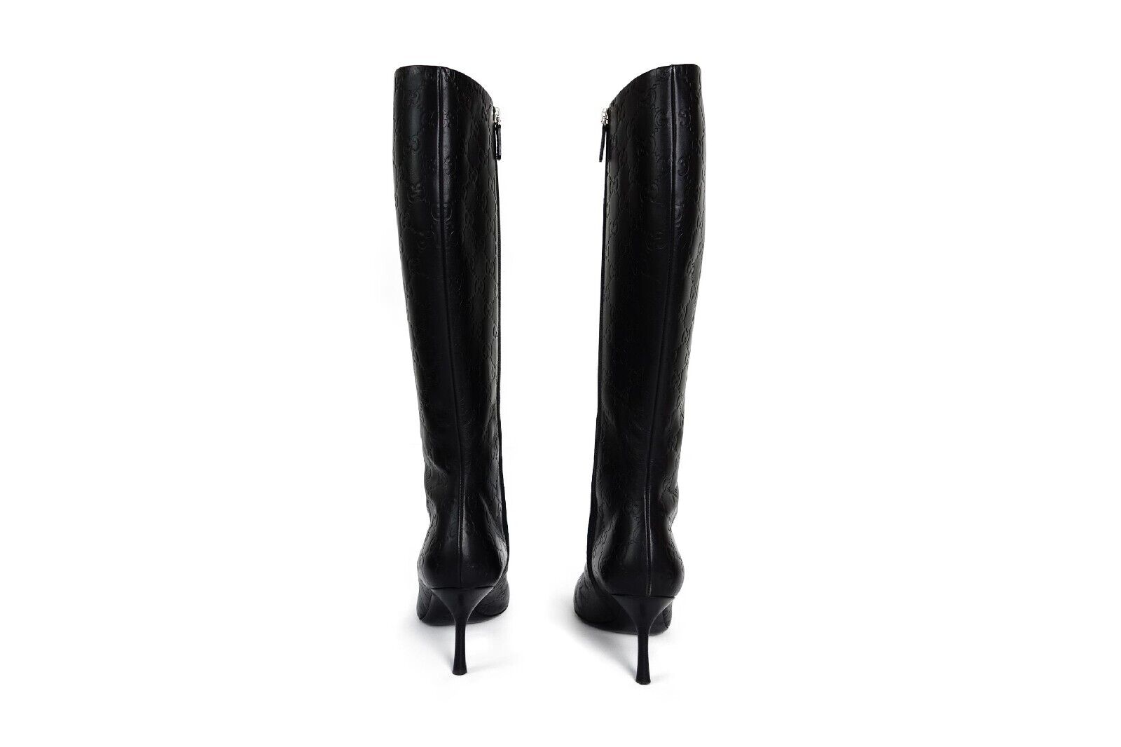 Gucci by Tom Ford Vintage Leather Monogram Boots GG Monogram Heels Knee High GG