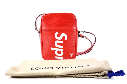 Louis Vuitton x Supreme Red Epi Leather Danube PM Bag Crossbody M53417 Monogram