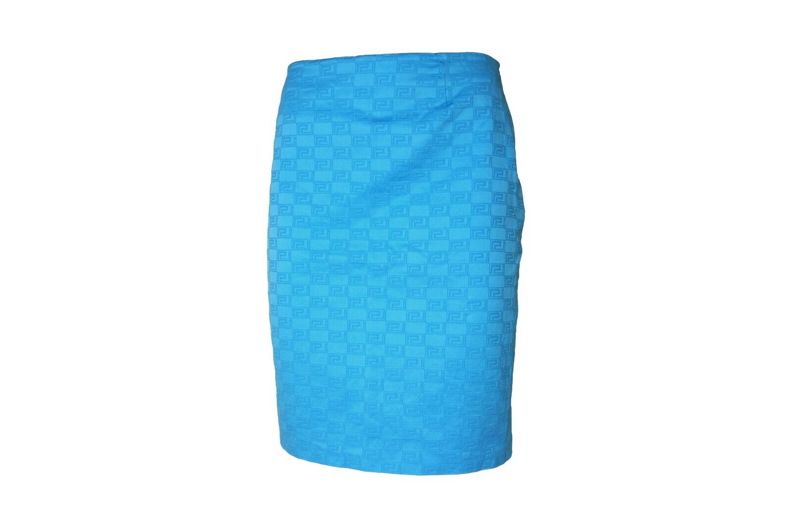 Versace Classic Vintage Monogram Blue Skirt Logo 90s  Size M Pencil Mini Skirt