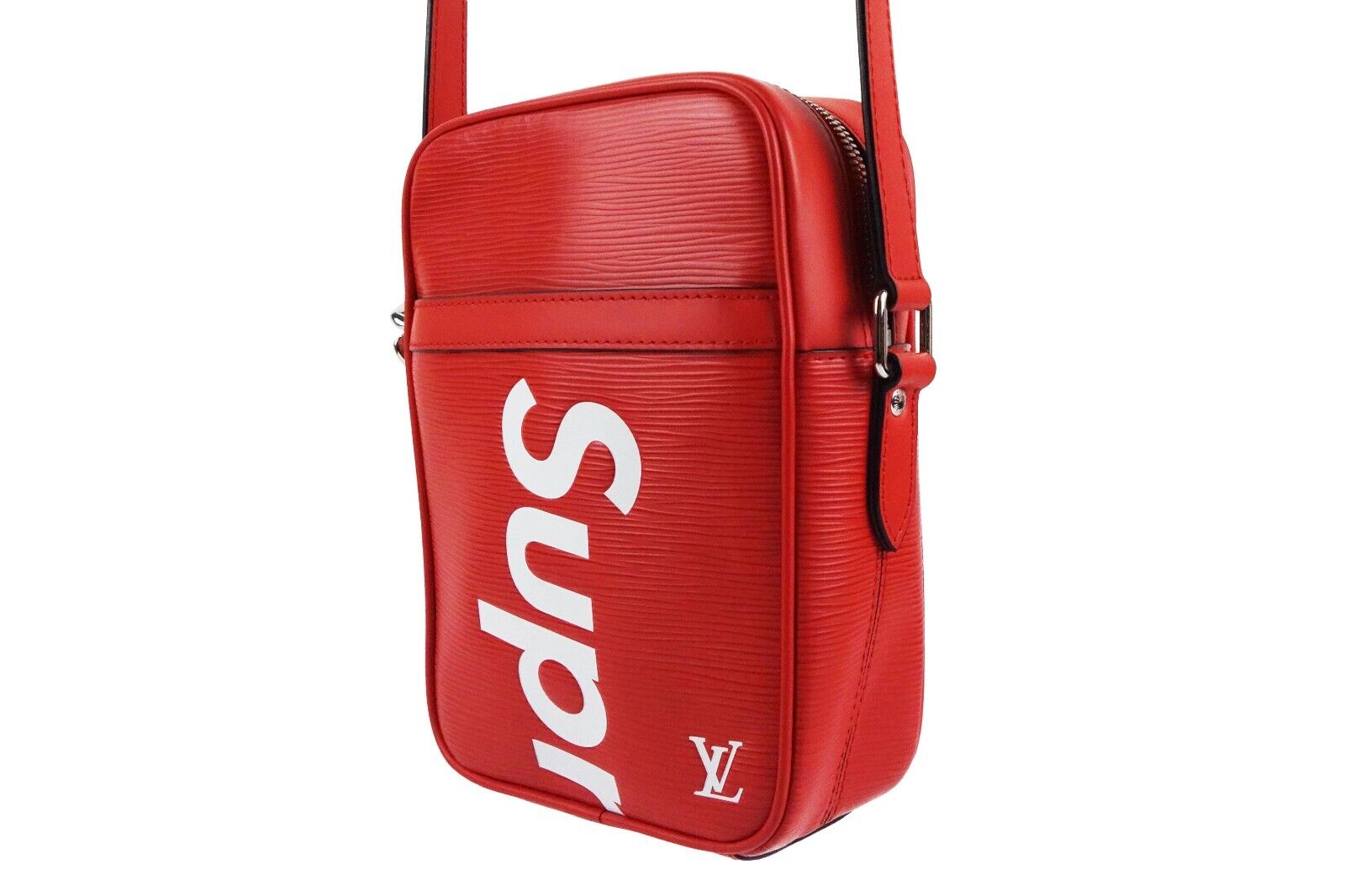 Louis Vuitton x Supreme Red Epi Leather Danube PM Bag Crossbody M53417 Monogram