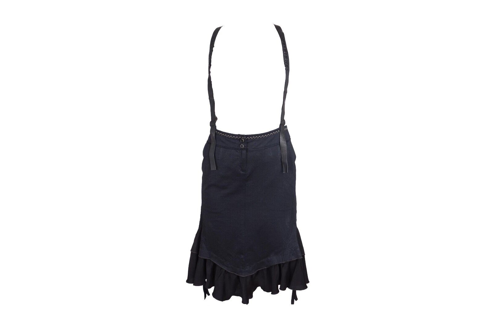 Marithé + François Girbaud Layered Asymmetrical Skirt Overalls 2000s Ruched