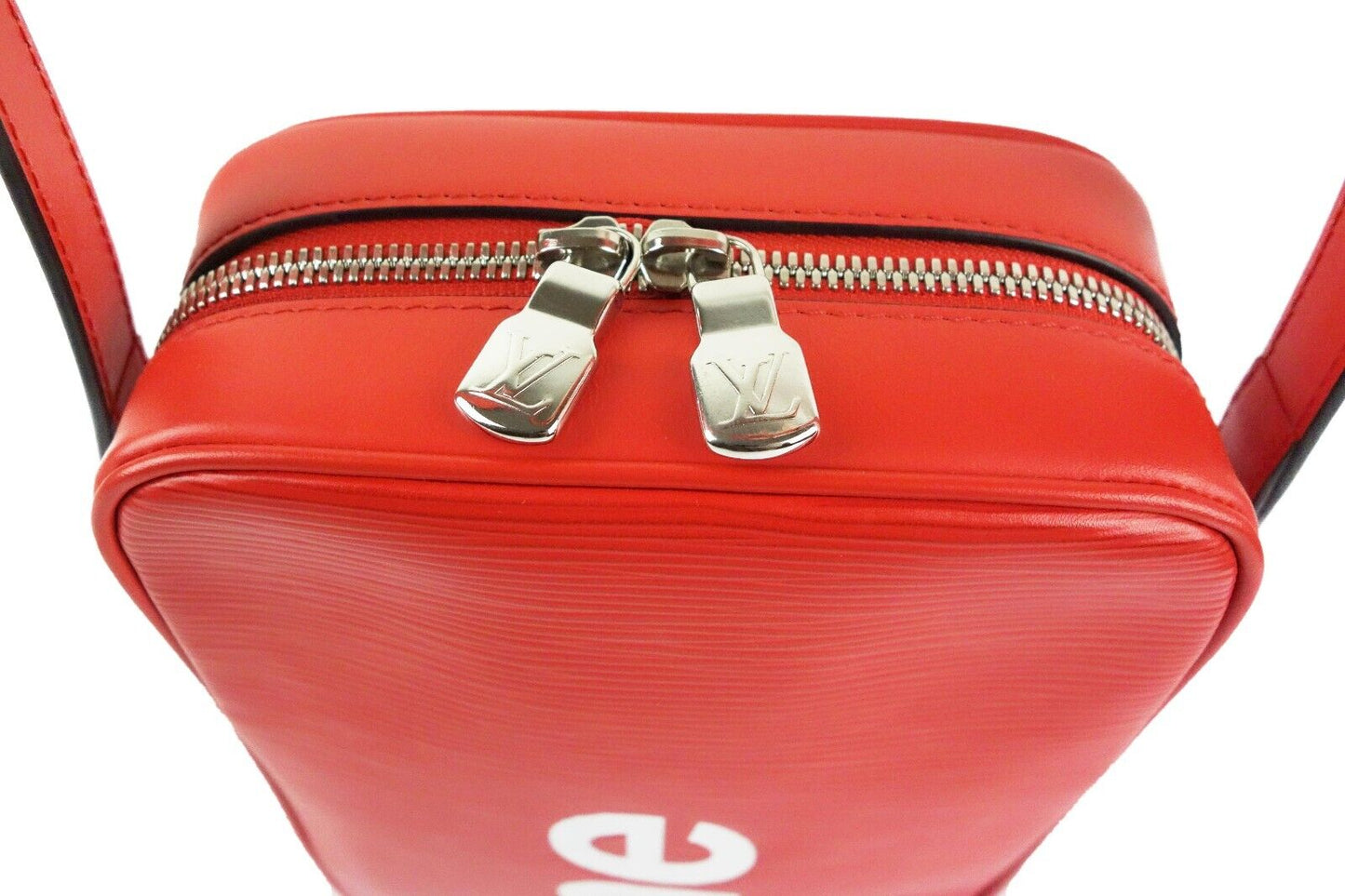 Louis Vuitton x Supreme Red Epi Leather Danube PM Bag Crossbody M53417 Monogram