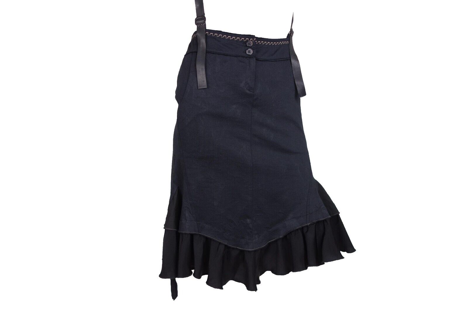 Marithé + François Girbaud Layered Asymmetrical Skirt Overalls 2000s Ruched