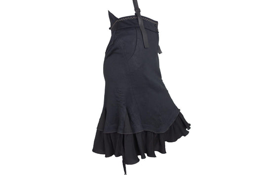 Marithé + François Girbaud Layered Asymmetrical Skirt Overalls 2000s Ruched