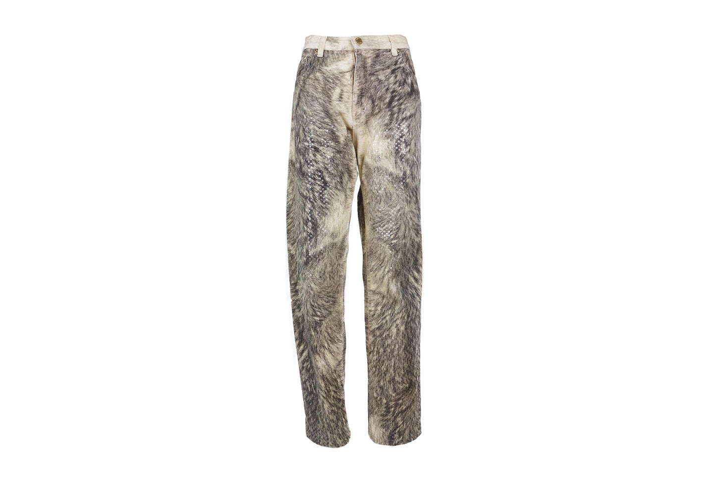 Roberto Cavalli Animal Fur Print Glitter Jeans