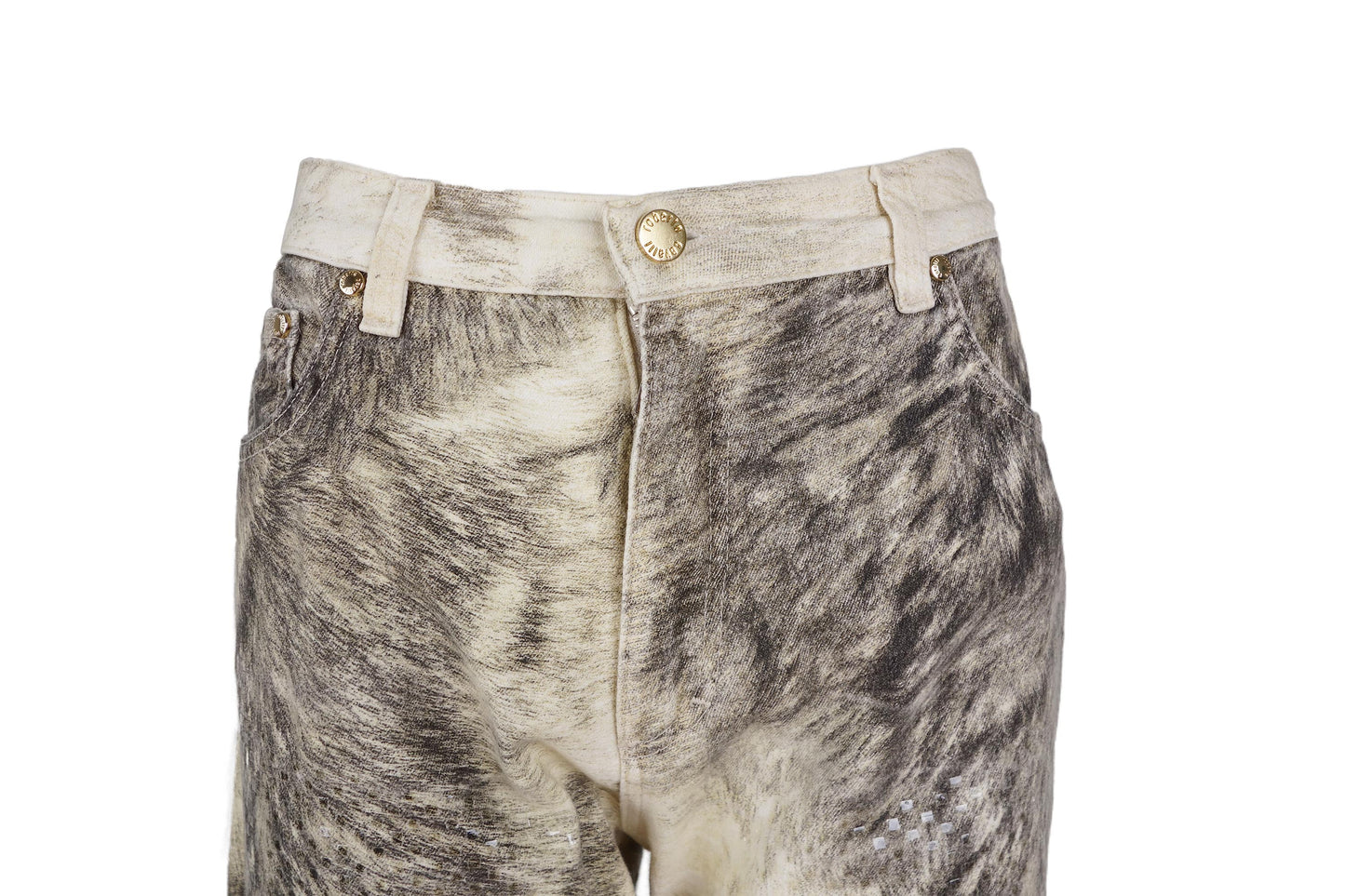 Roberto Cavalli Animal Fur Print Glitter Jeans