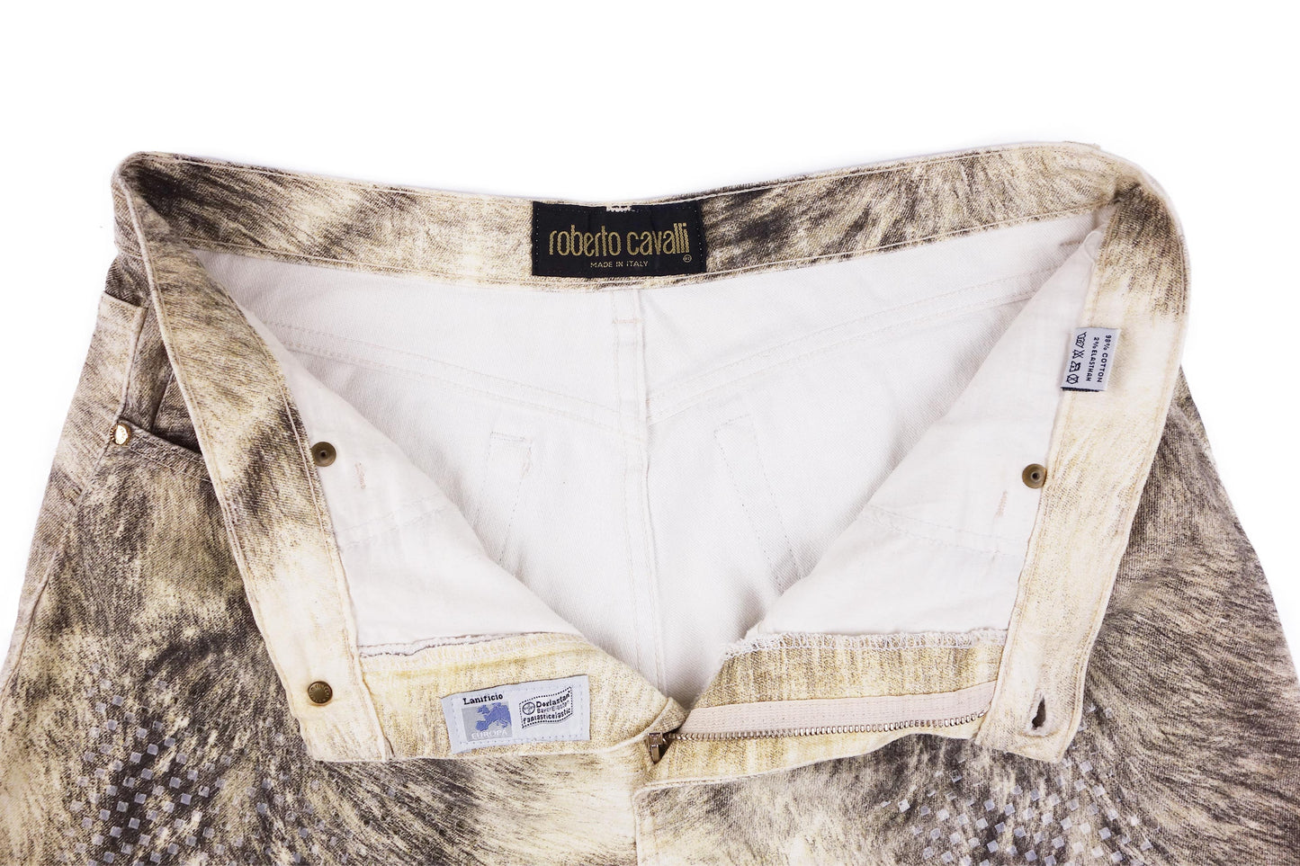 Roberto Cavalli Animal Fur Print Glitter Jeans