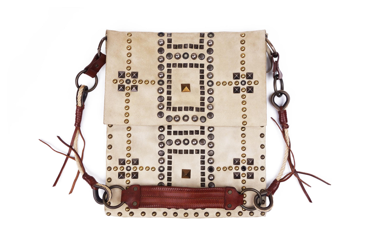 Dolce & Gabbana F/W 2002 Runway Cream Suede Studded Bag