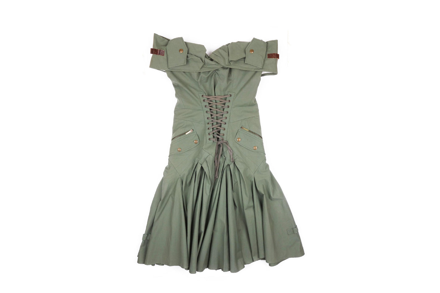 Christian Dior by John Galliano "G.I. Jane" Military Corset Lace Up Dress - Strumok