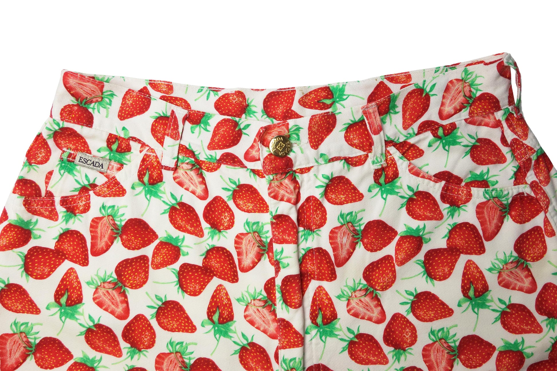 Escada Vintage Red Strawberry Print Jeans - Strumok