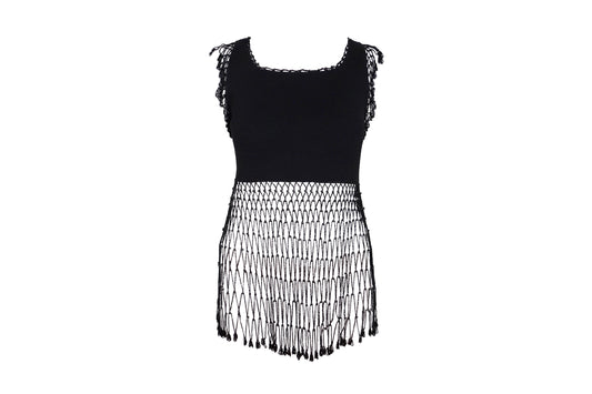 MOSCHINO CHEAP CHIC Beaded Black Fishnet Top - Strumok