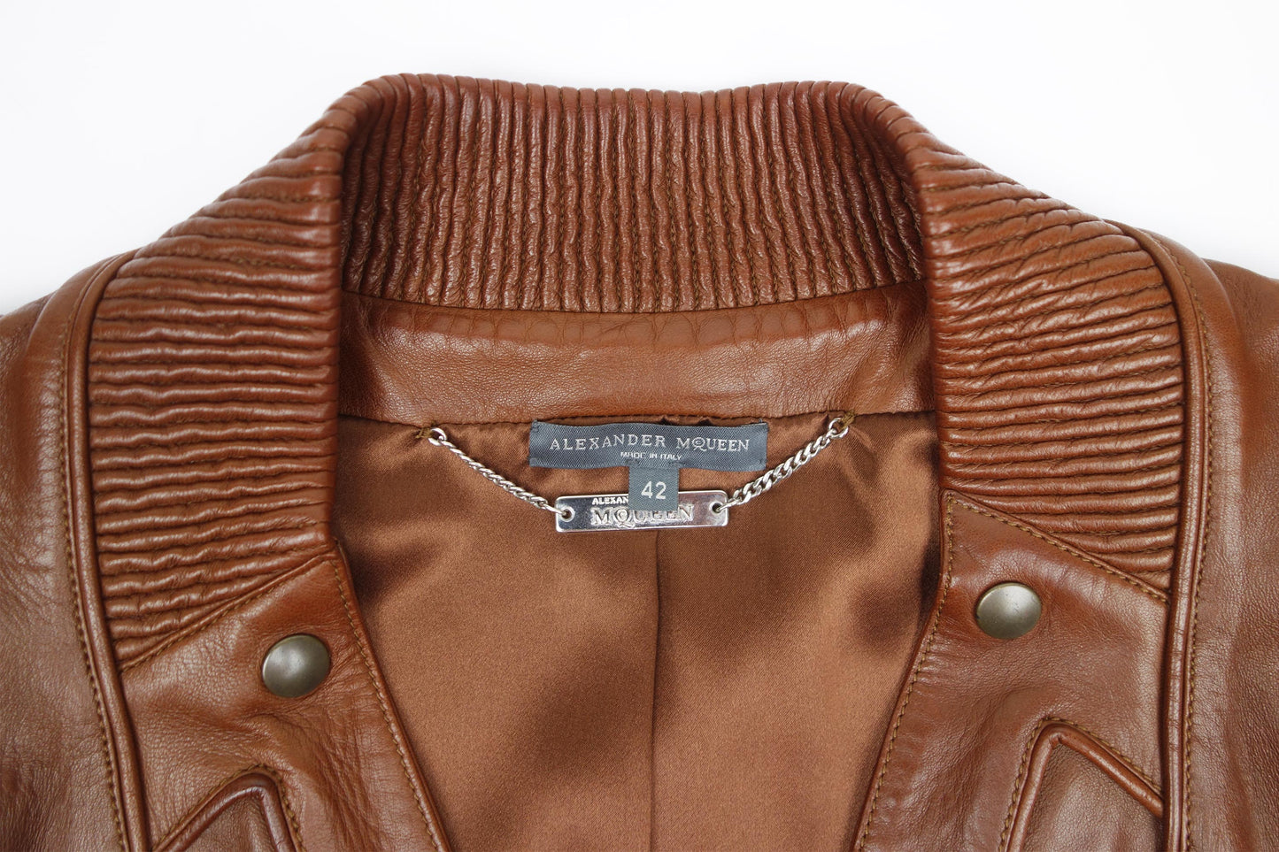 Alexander McQueen Brown Leather Quilted  Biker Jacket SS 2010 - Strumok