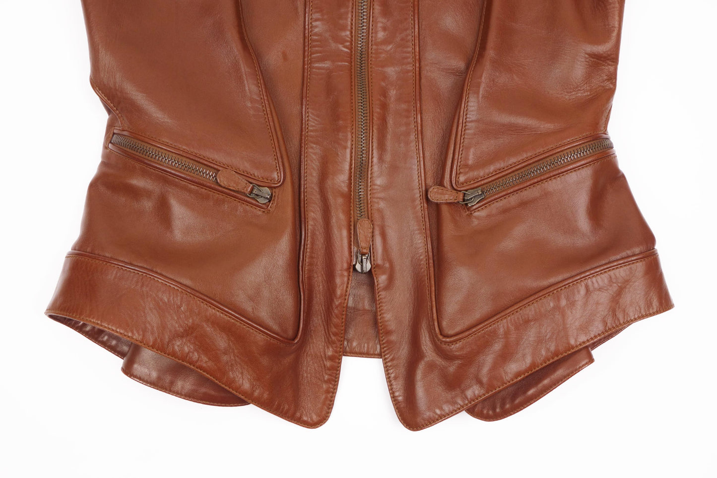 Alexander McQueen Brown Leather Quilted  Biker Jacket SS 2010 - Strumok