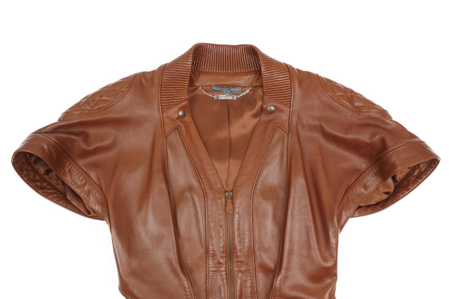 Alexander McQueen Brown Leather Quilted  Biker Jacket SS 2010 - Strumok