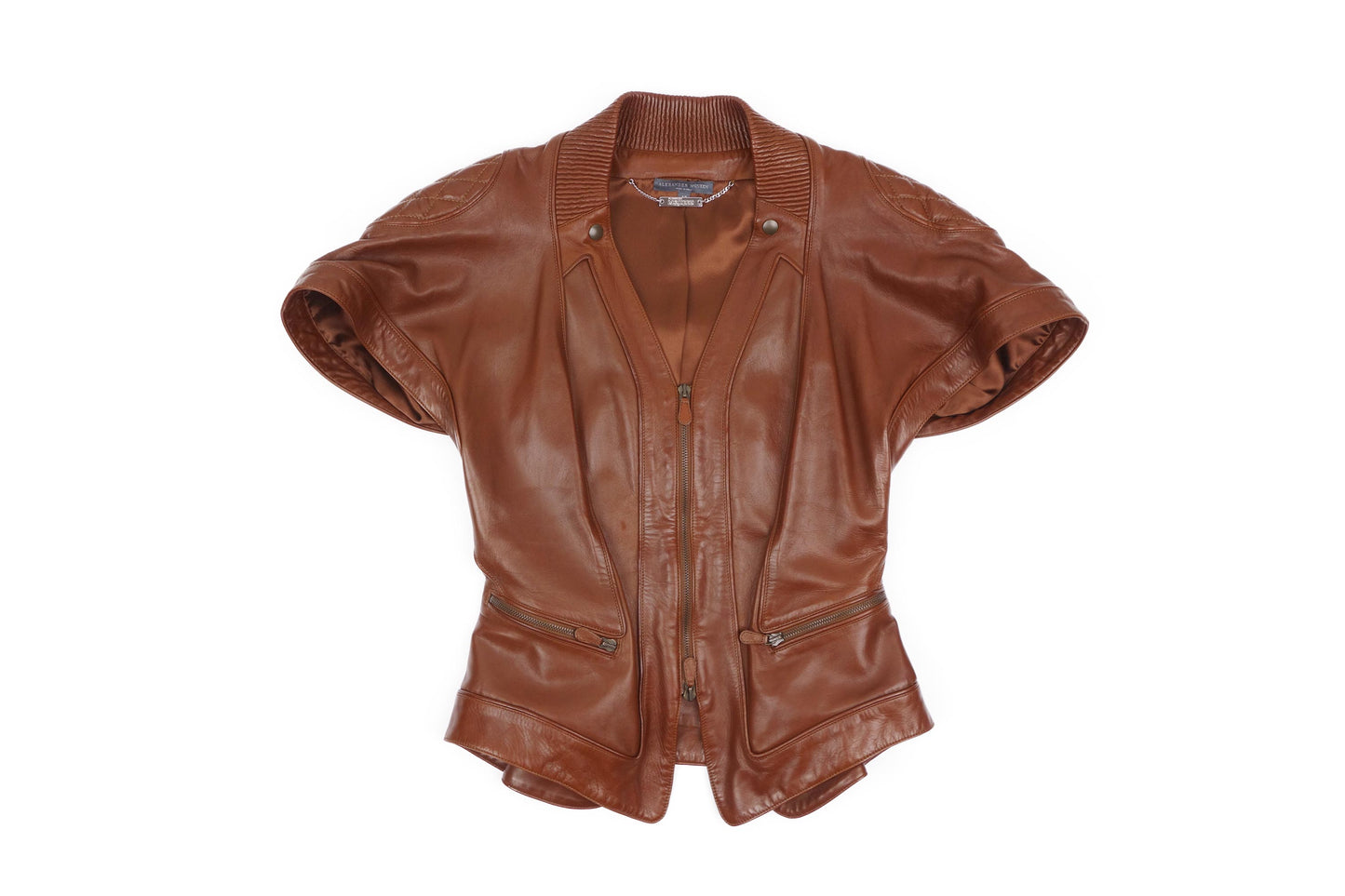 Alexander McQueen Brown Leather Quilted  Biker Jacket SS 2010 - Strumok