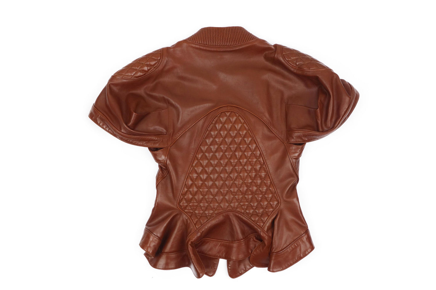 Alexander McQueen Brown Leather Quilted  Biker Jacket SS 2010 - Strumok