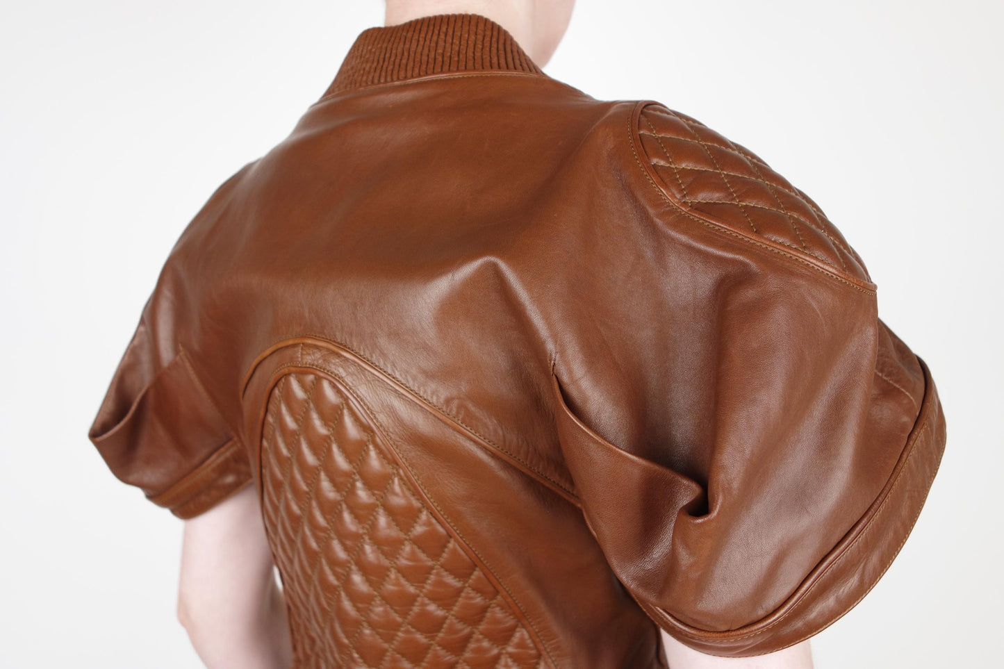 Alexander McQueen Brown Leather Quilted  Biker Jacket SS 2010 - Strumok