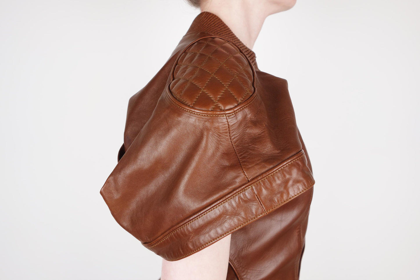 Alexander McQueen Brown Leather Quilted  Biker Jacket SS 2010 - Strumok