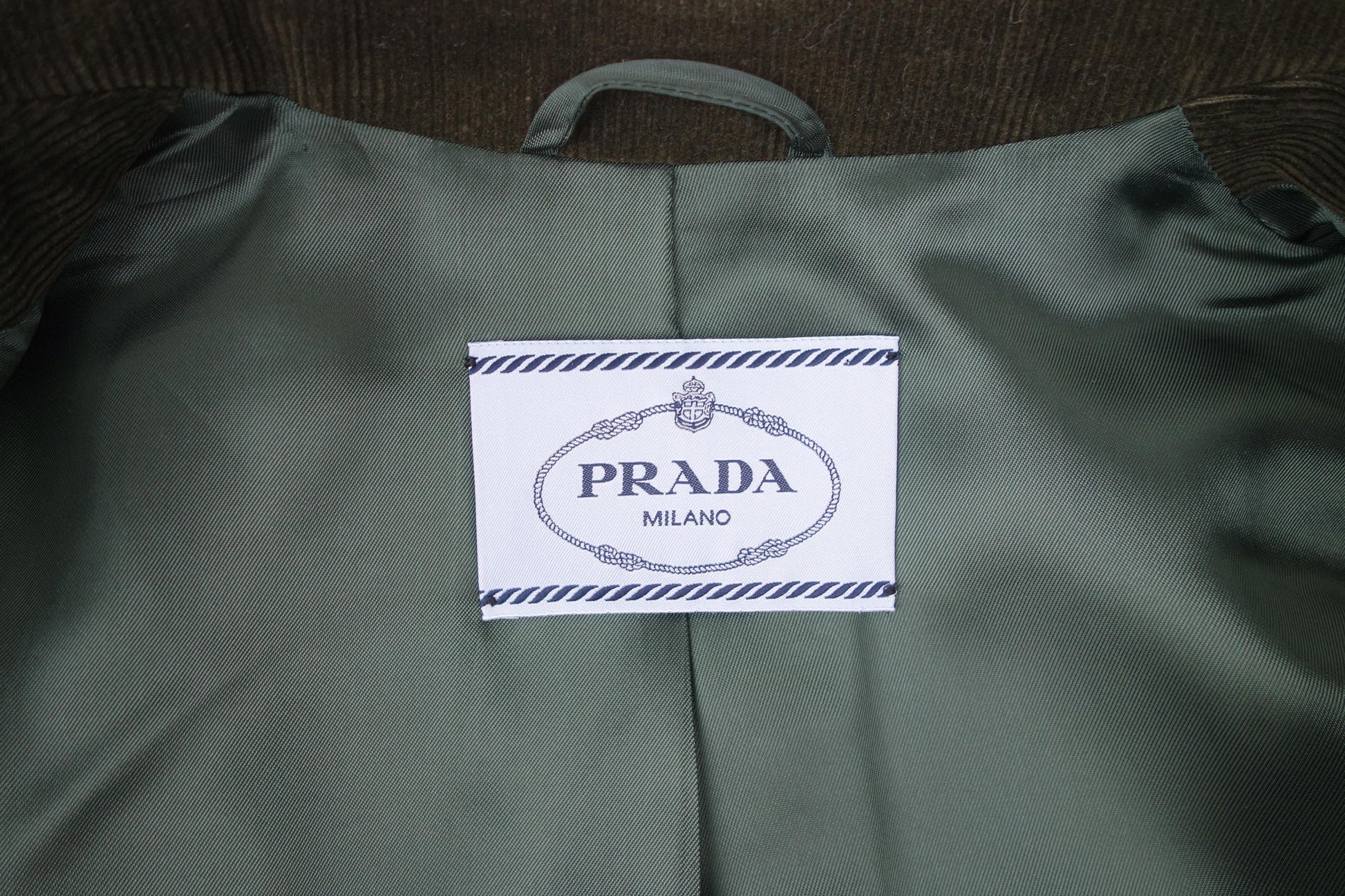 PRADA Navy Green Corduroy  Trench Coat - Strumok