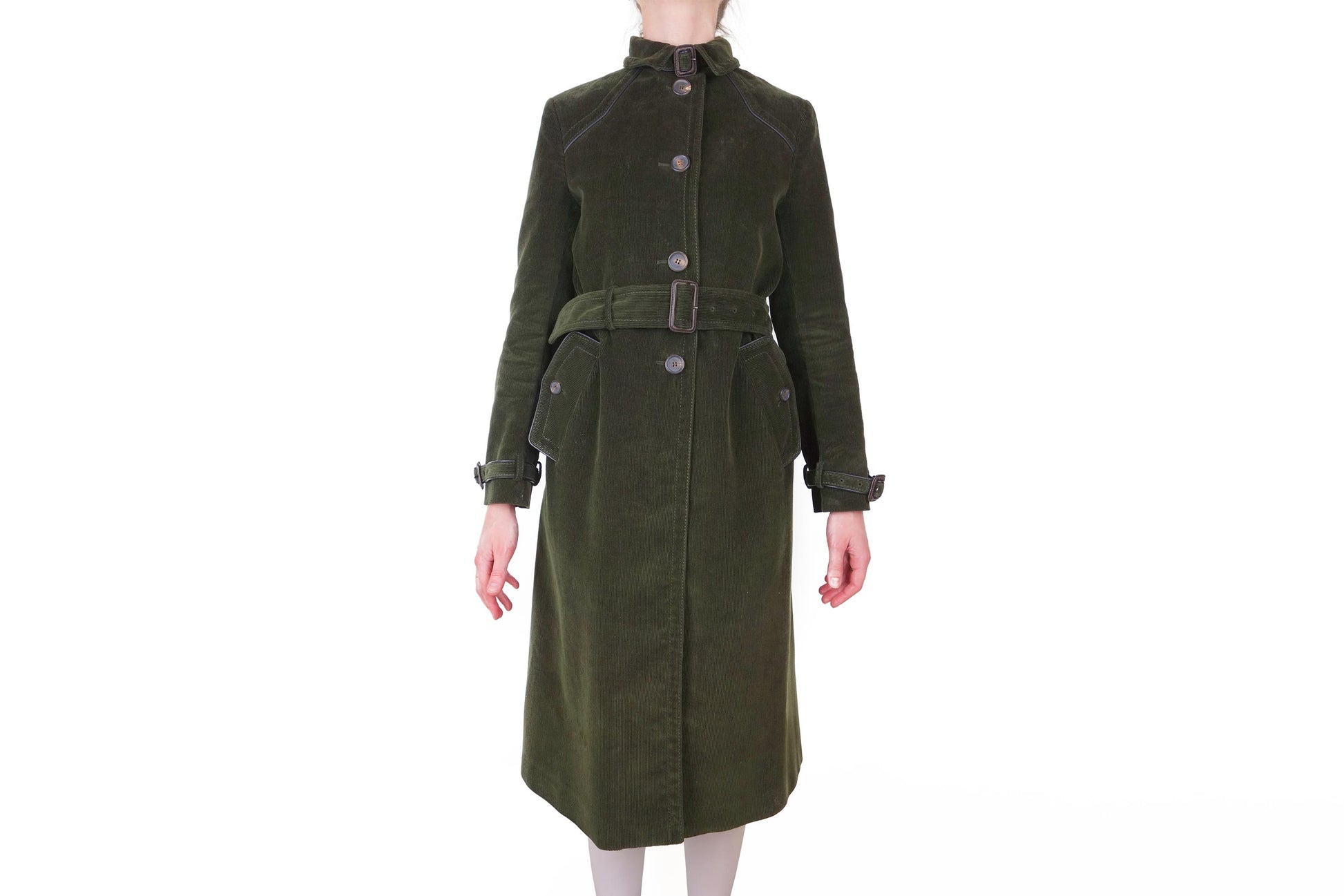 PRADA Navy Green Corduroy  Trench Coat - Strumok