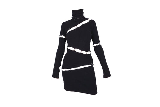 Plein Sud Safety Pin Panel Cutout Black Wool Dress - Strumok