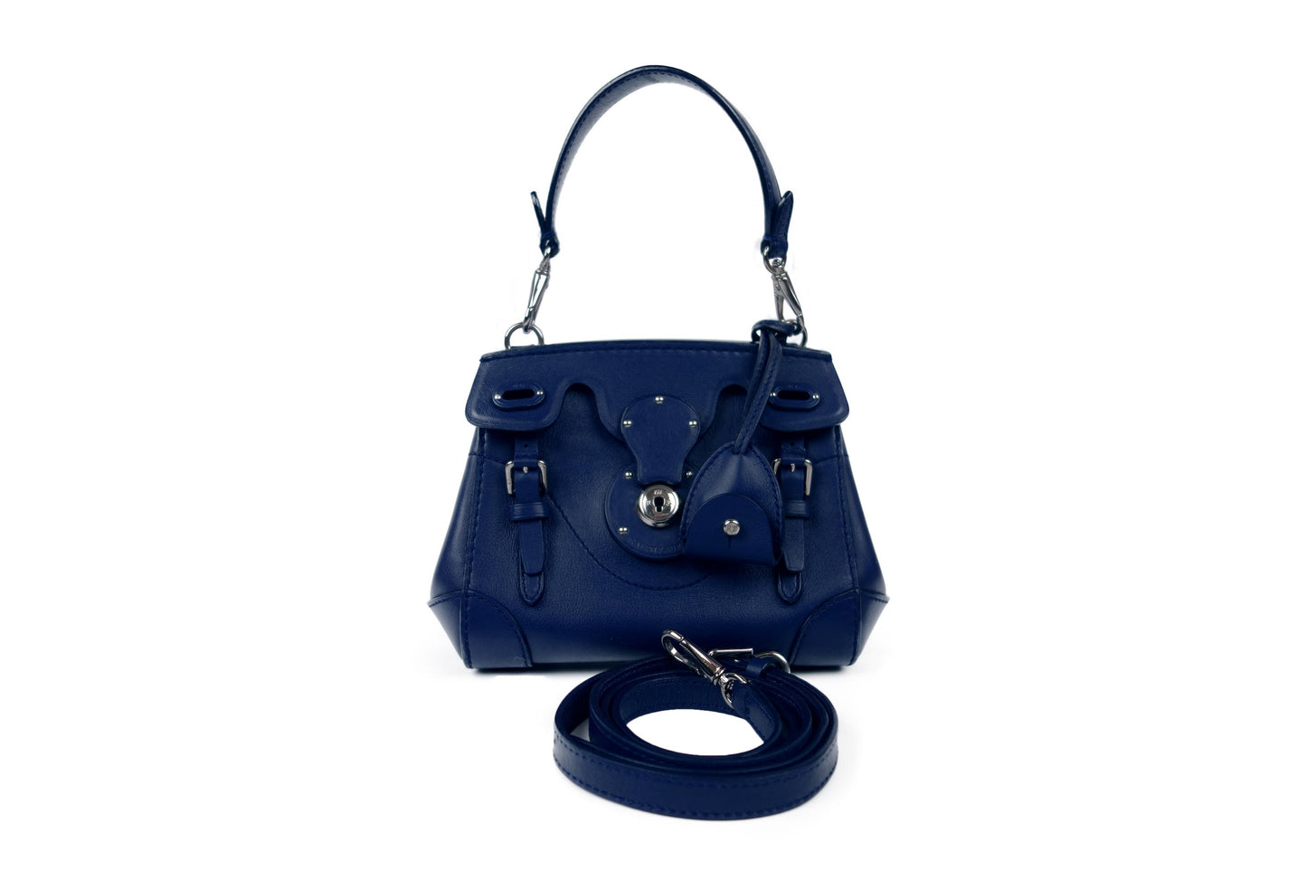 Ralph Lauren Navy Leather Mini Soft Ricky 18 Bag