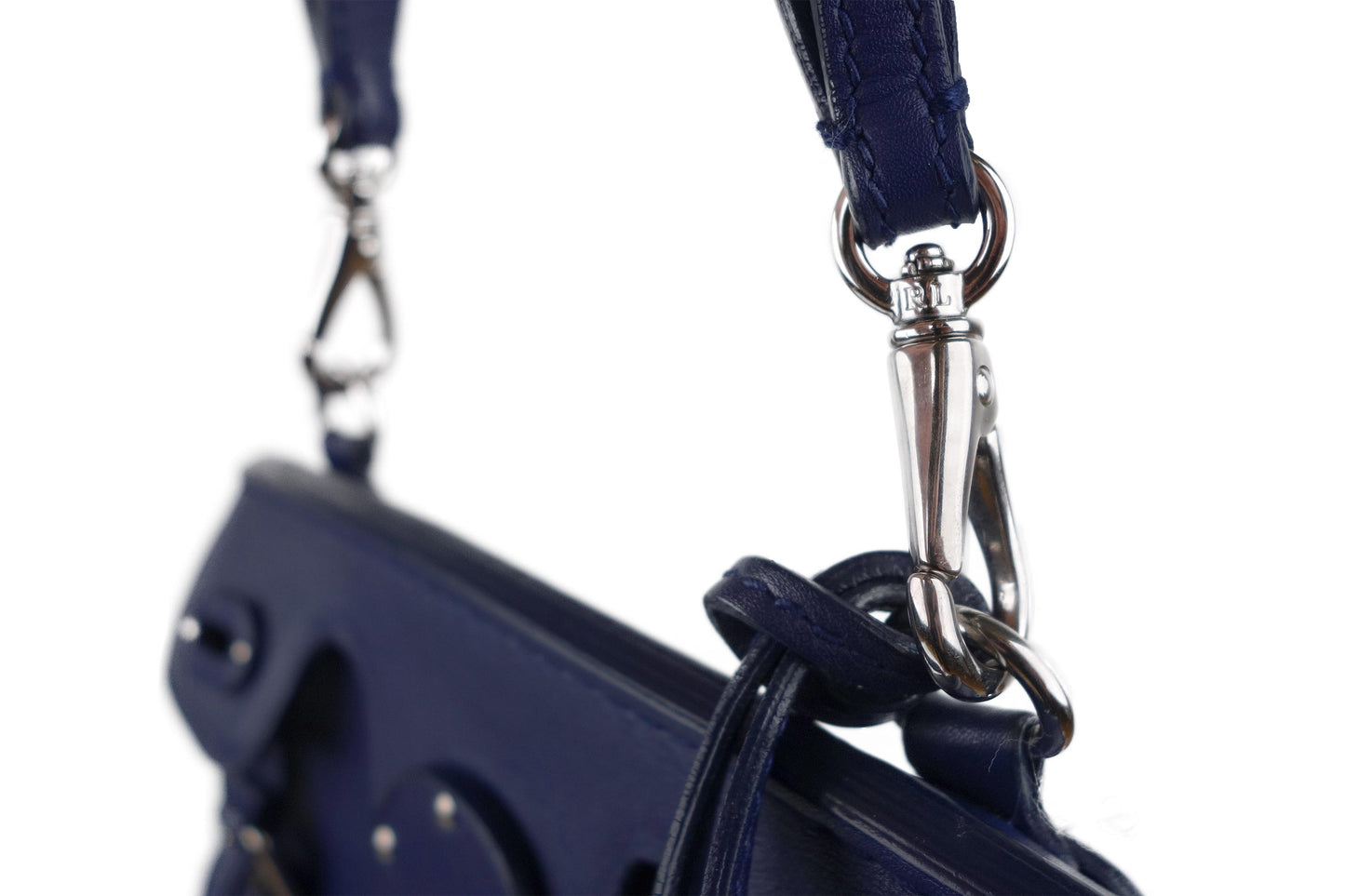 Ralph Lauren Navy Leather Mini Soft Ricky 18 Bag