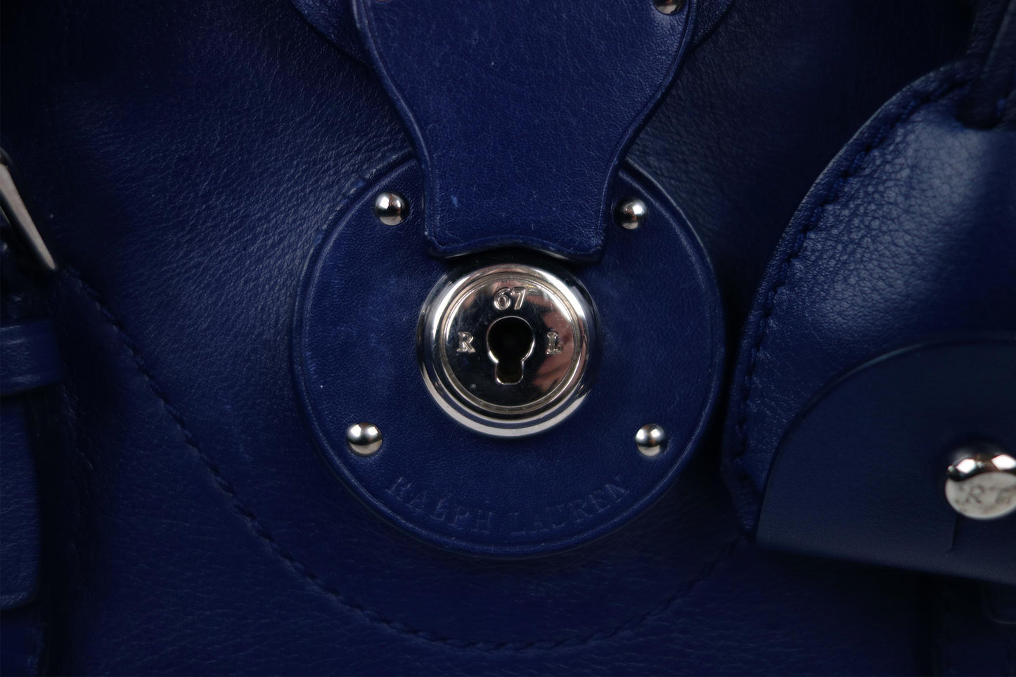 Ralph Lauren Navy Leather Mini Soft Ricky 18 Bag