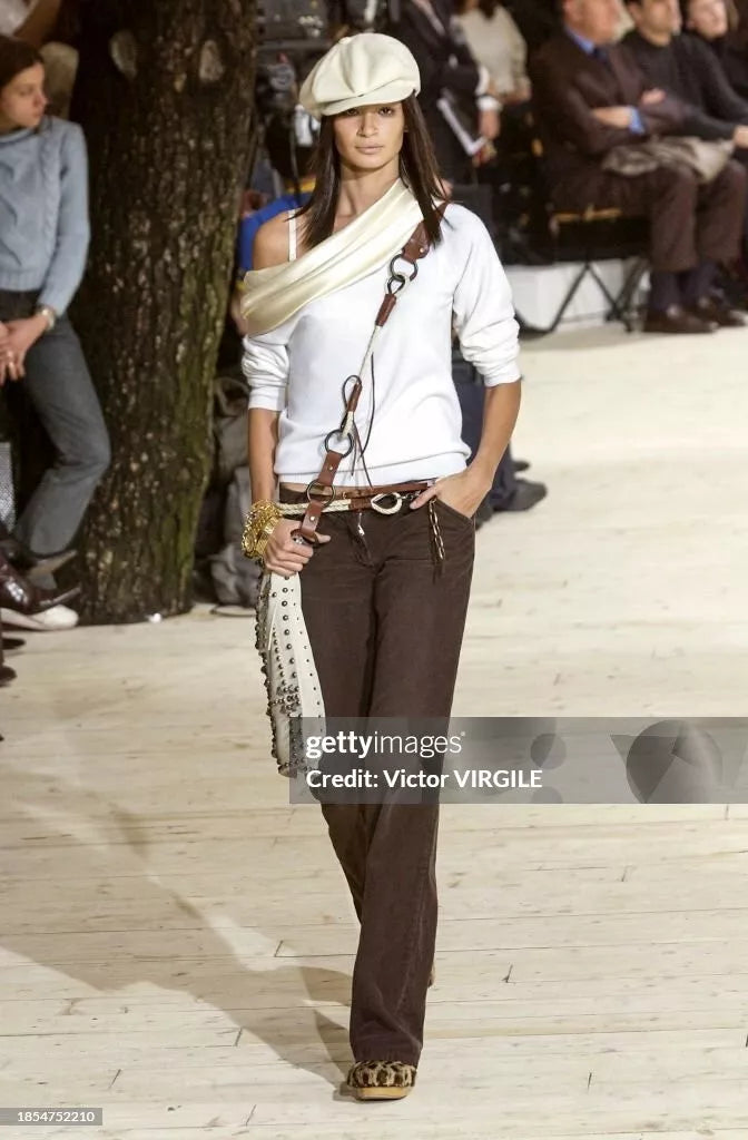 Dolce & Gabbana F/W 2002 Runway Cream Suede Studded Bag