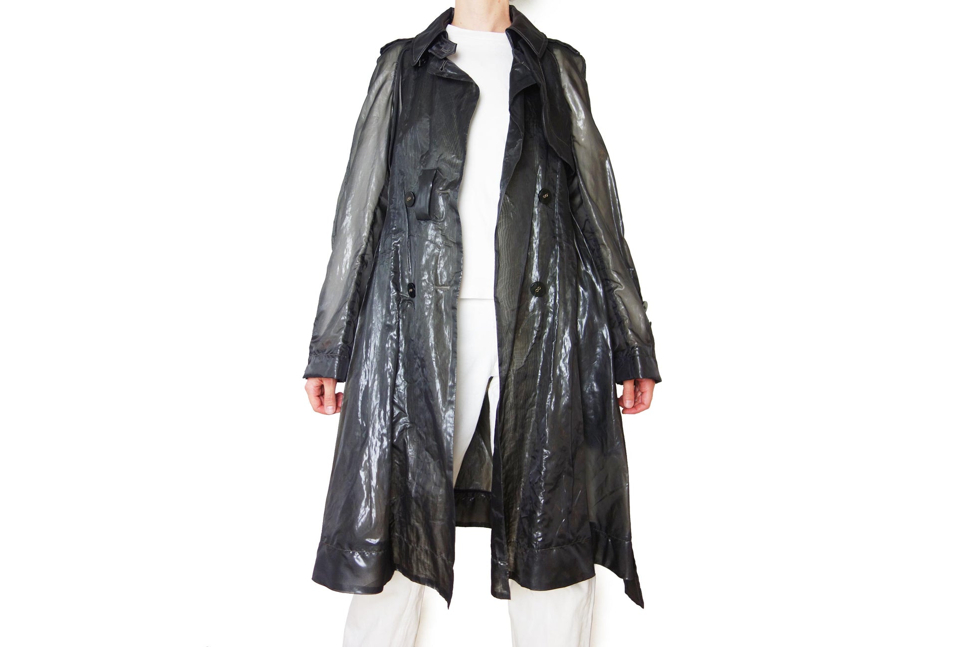 Sonia Ryikiel Vintage Semi-transparent Black Raincoat - Strumok